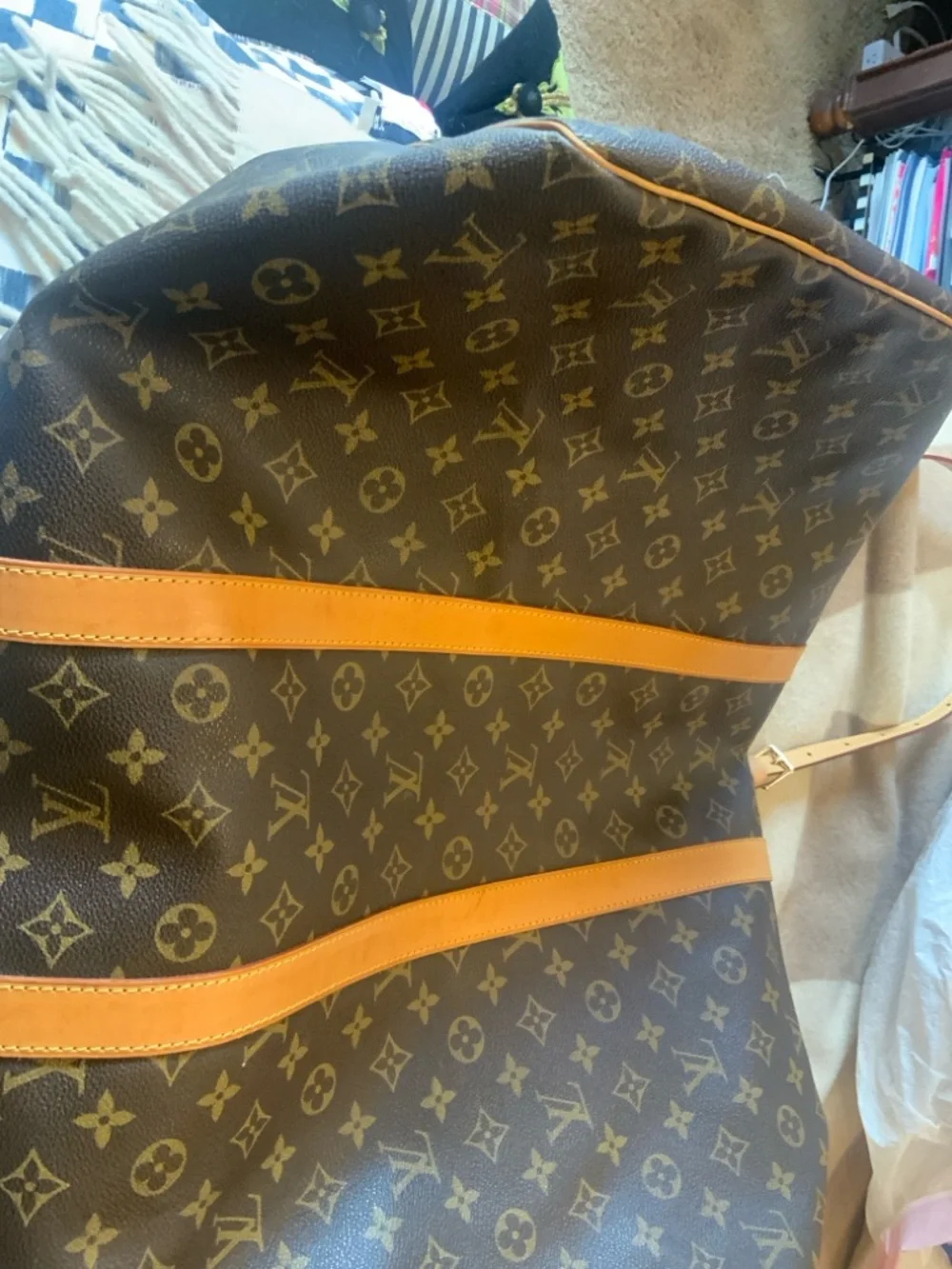 Louis Vuitton Brown Monogram Duffel with Natural Leather Trim